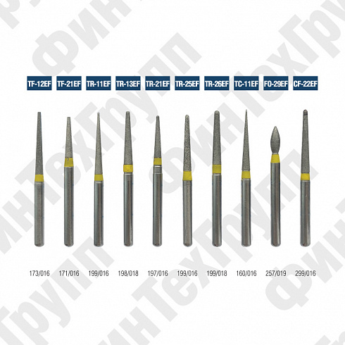 Алмазные боры TF-12EF TF-21EF, TR-11EF TR-26EF, TC-11EF, FO-29EF, CF-22EF нумерация идентична борам MANI